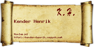 Kender Henrik névjegykártya